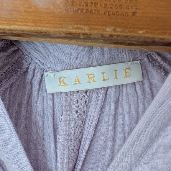 Karlie Dress Womens L Purple Lavender Wisteria Tiered Mini Flouncy Cotton Gauze - Picture 5 of 12